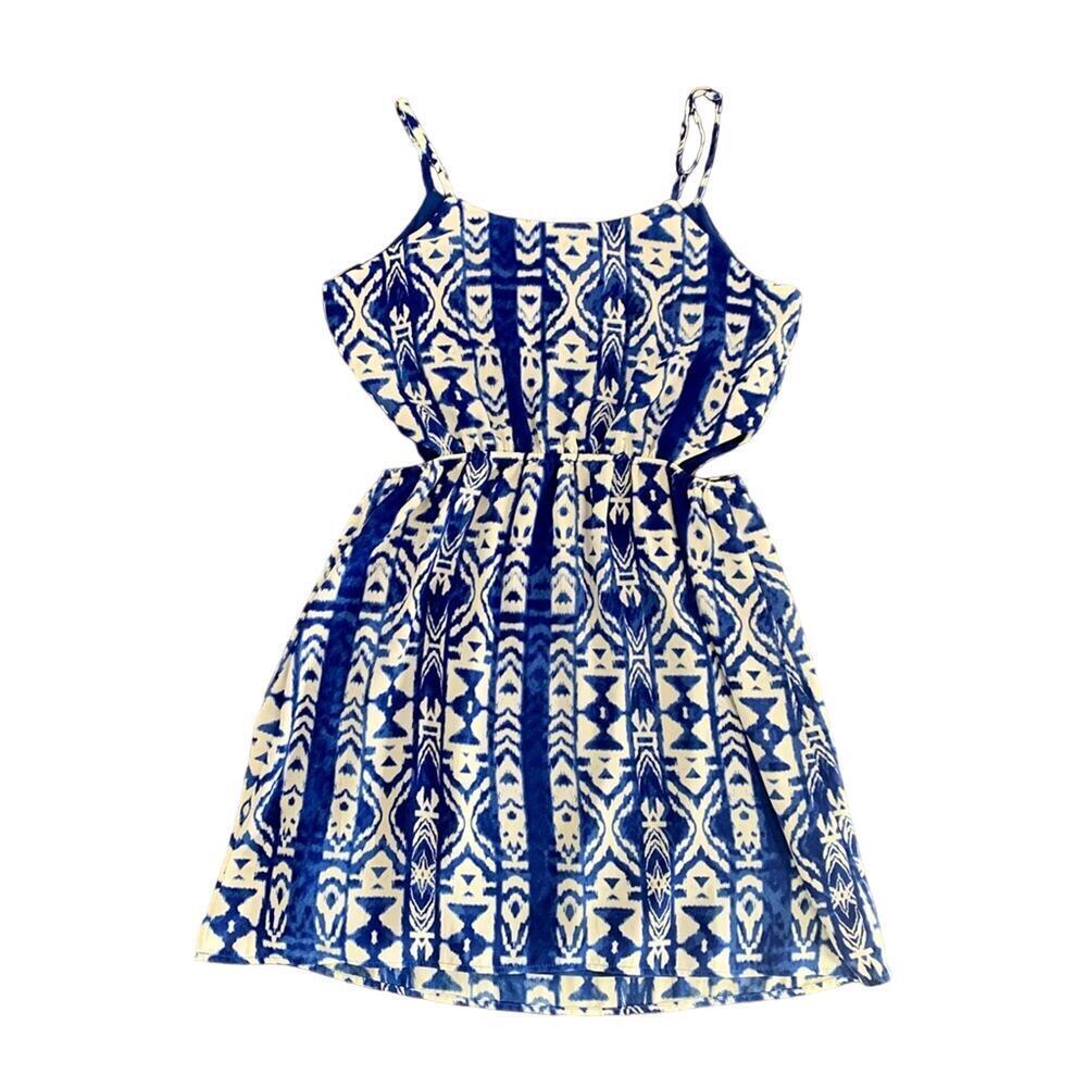 AQUA | Blue and White Ikat Cutout Dress | Small | Nordstrom brand - Picture 5 of 8